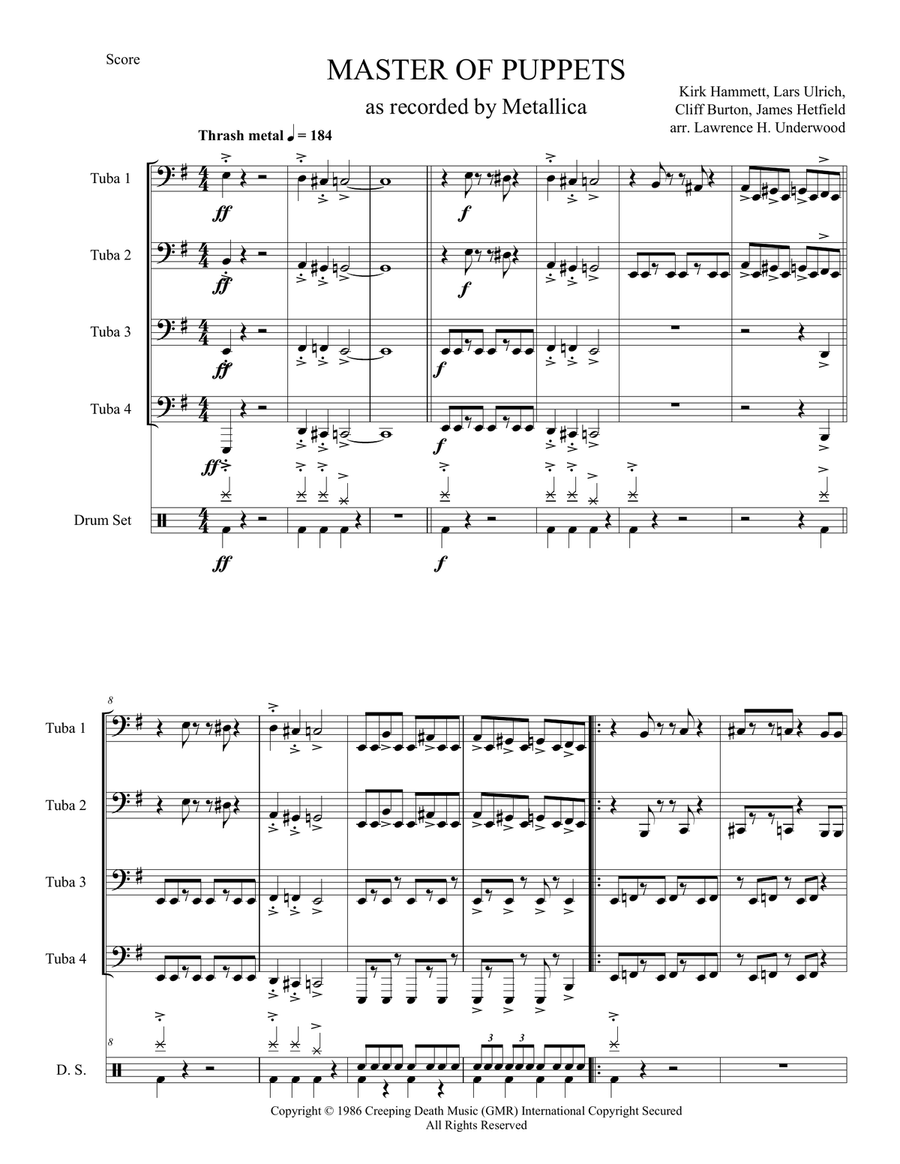 Master Of Puppets Small Ensemble scores gallery preview page 2