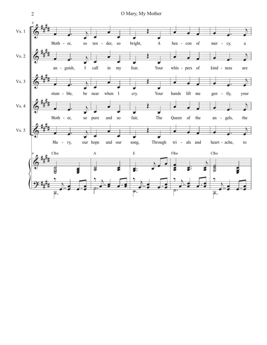 O Mary, My Mother (Vocal Trio - (SAB) 3-Part scores gallery preview page 2