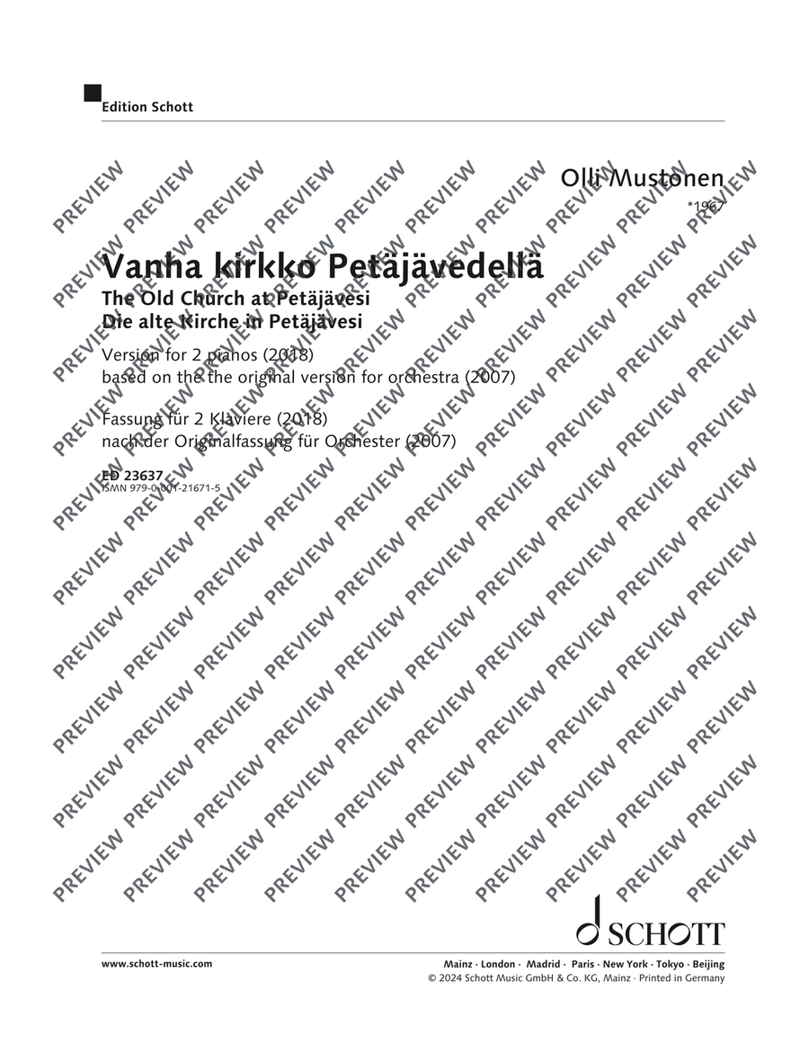 Vanha kirkko Petäjävedellä (The Old Church at Petäjävesi) Piano scores gallery preview page 2
