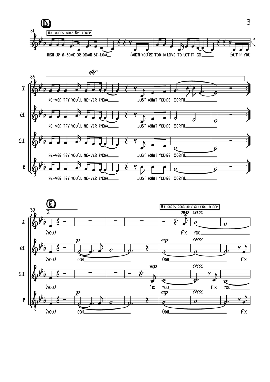Fix You Fix You 4-Part scores gallery preview page 3