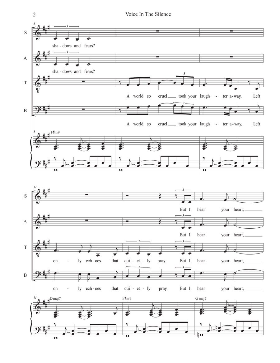 Voice In The Silence (SATB) 4-Part scores gallery preview page 2