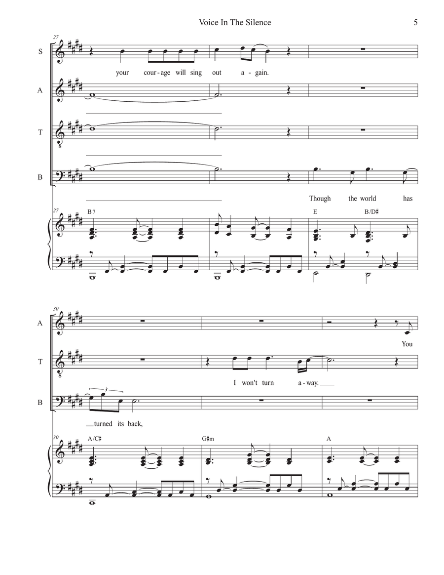 Voice In The Silence (SATB) 4-Part scores gallery preview page 5