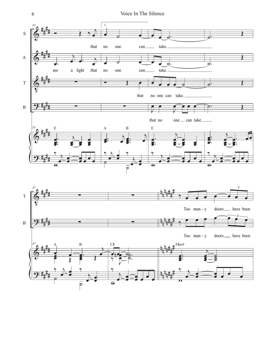 Voice In The Silence (Vocal Quartet - (SATB) 4-Part scores gallery preview page 6