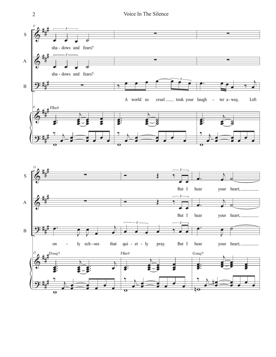 Voice In The Silence (Vocal Trio - (SAB) 3-Part scores gallery preview page 2