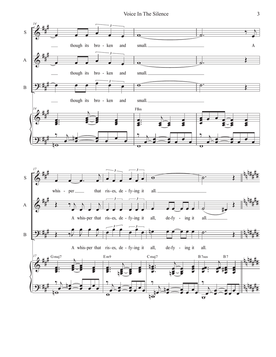 Voice In The Silence (Vocal Trio - (SAB) 3-Part scores gallery preview page 3