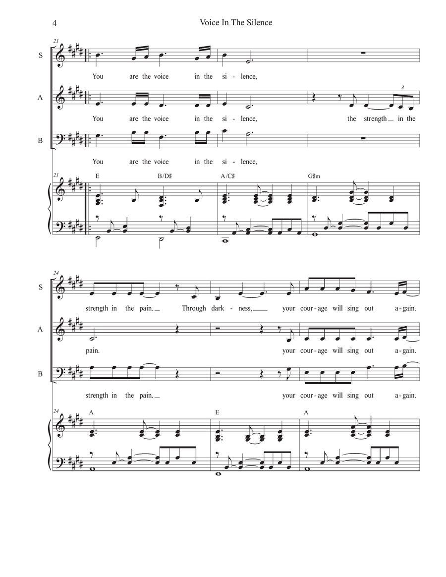 Voice In The Silence (Vocal Trio - (SAB) 3-Part scores gallery preview page 4
