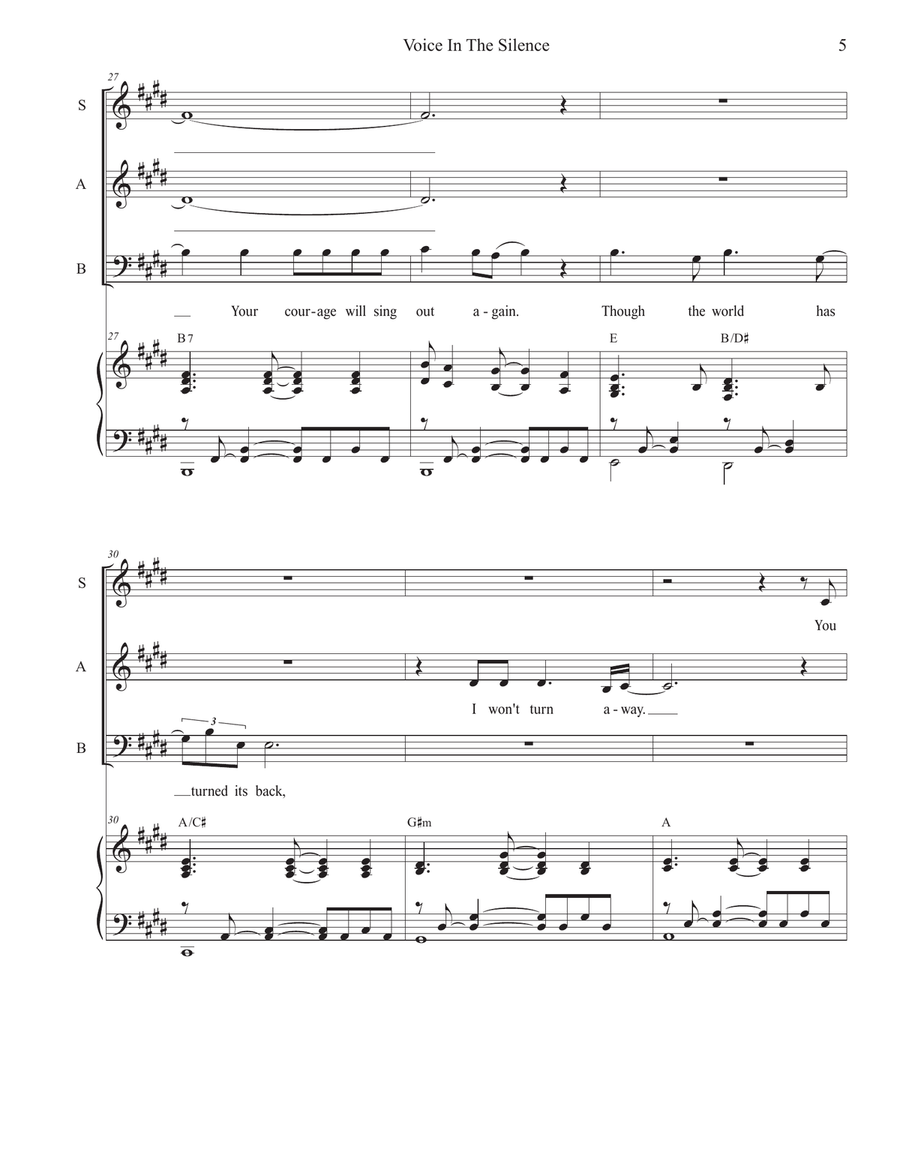 Voice In The Silence (Vocal Trio - (SAB) 3-Part scores gallery preview page 5