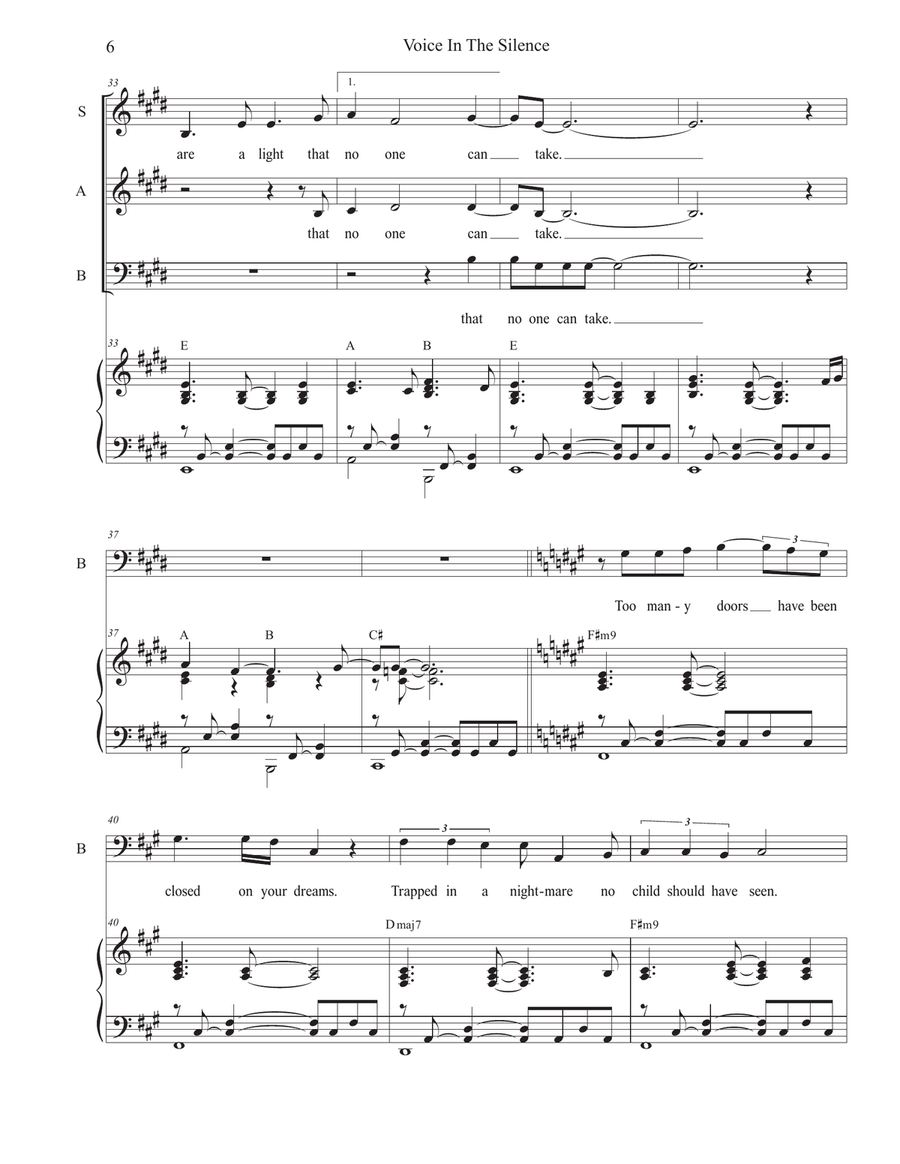 Voice In The Silence (Vocal Trio - (SAB) 3-Part scores gallery preview page 6