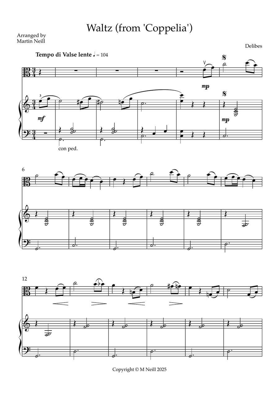 Waltz from Coppelia Viola scores gallery preview page 1