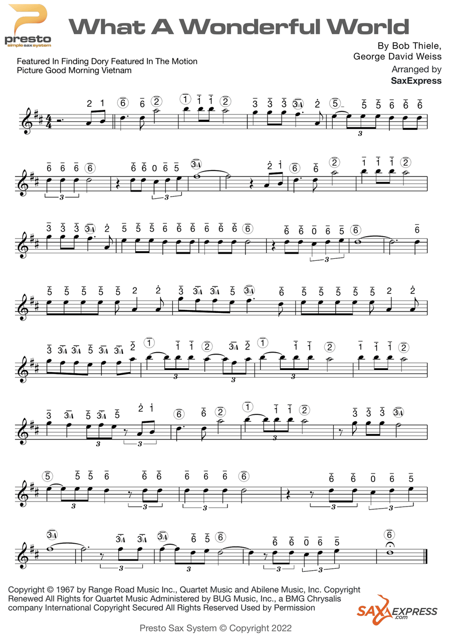 What A Wonderful World Saxophone scores gallery preview page 1