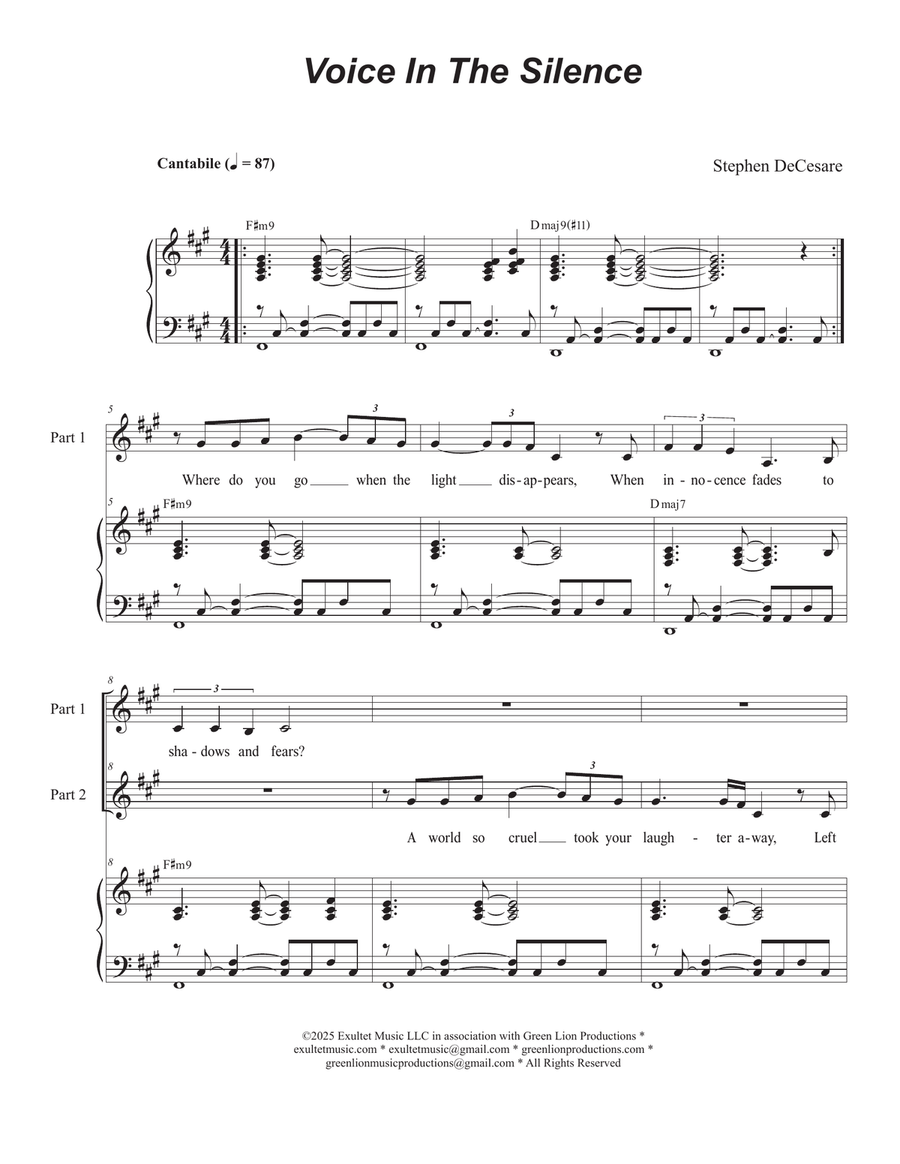Voice In The Silence (2-part choir) 2-Part scores gallery preview page 1