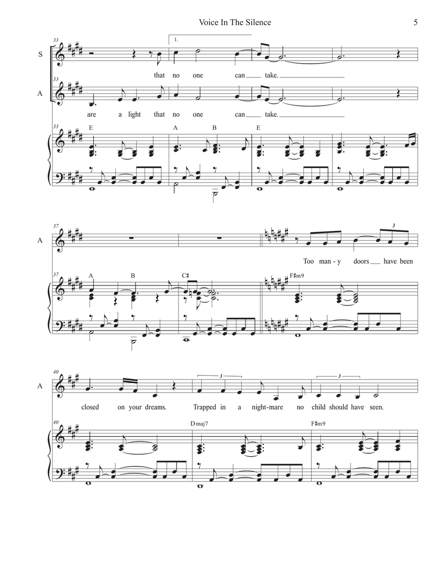 Voice In The Silence (2-part choir - (SA) SA scores gallery preview page 5