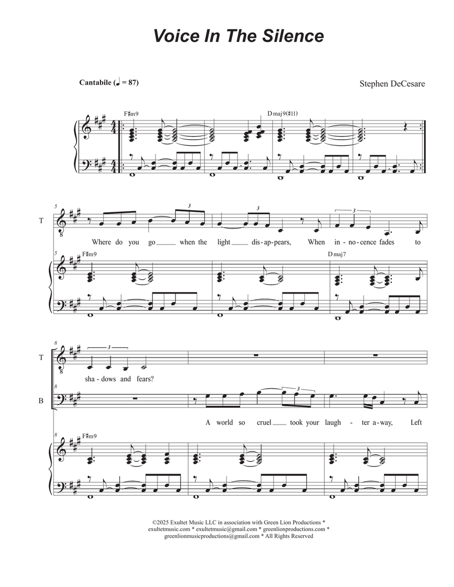 Voice In The Silence (2-part choir - (TB) TB scores gallery preview page 1