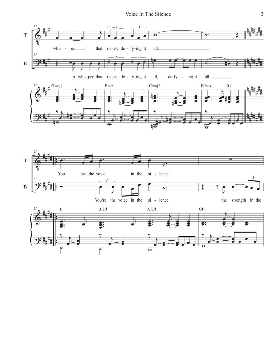 Voice In The Silence (2-part choir - (TB) TB scores gallery preview page 3