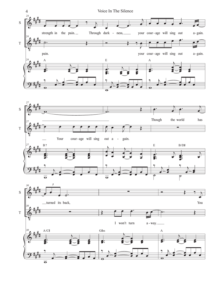 Voice In The Silence (Duet for Soprano and Tenor solo) Tenor Voice scores gallery preview page 4