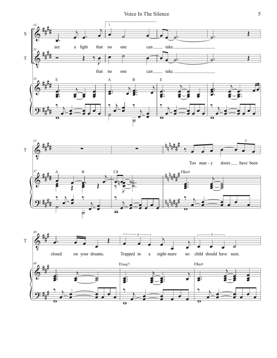 Voice In The Silence (Duet for Soprano and Tenor solo) Tenor Voice scores gallery preview page 5