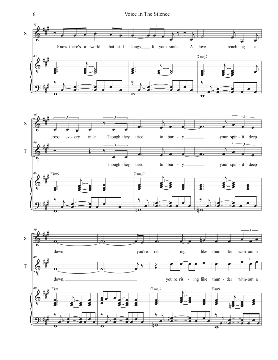 Voice In The Silence (Duet for Soprano and Tenor solo) Tenor Voice scores gallery preview page 6
