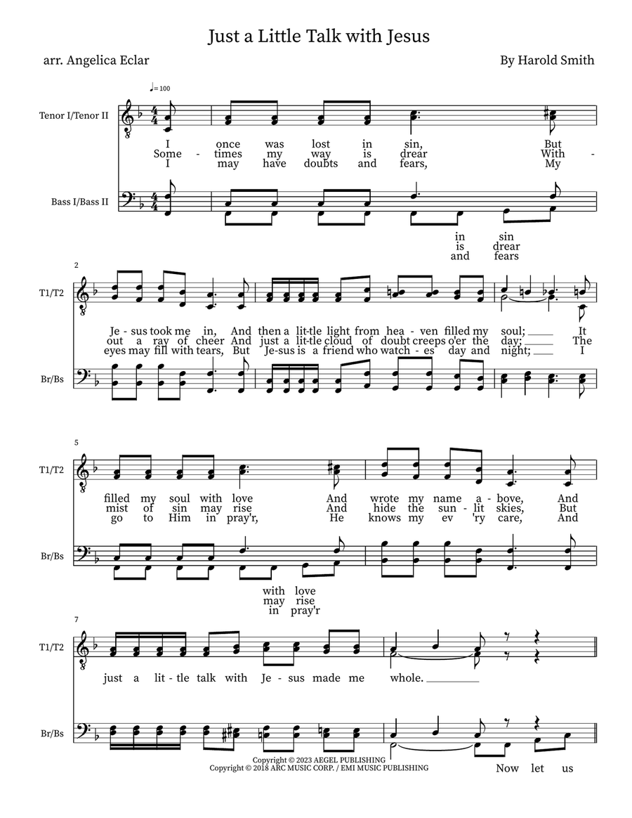 Just A Little Talk With Jesus TTBB scores gallery preview page 1