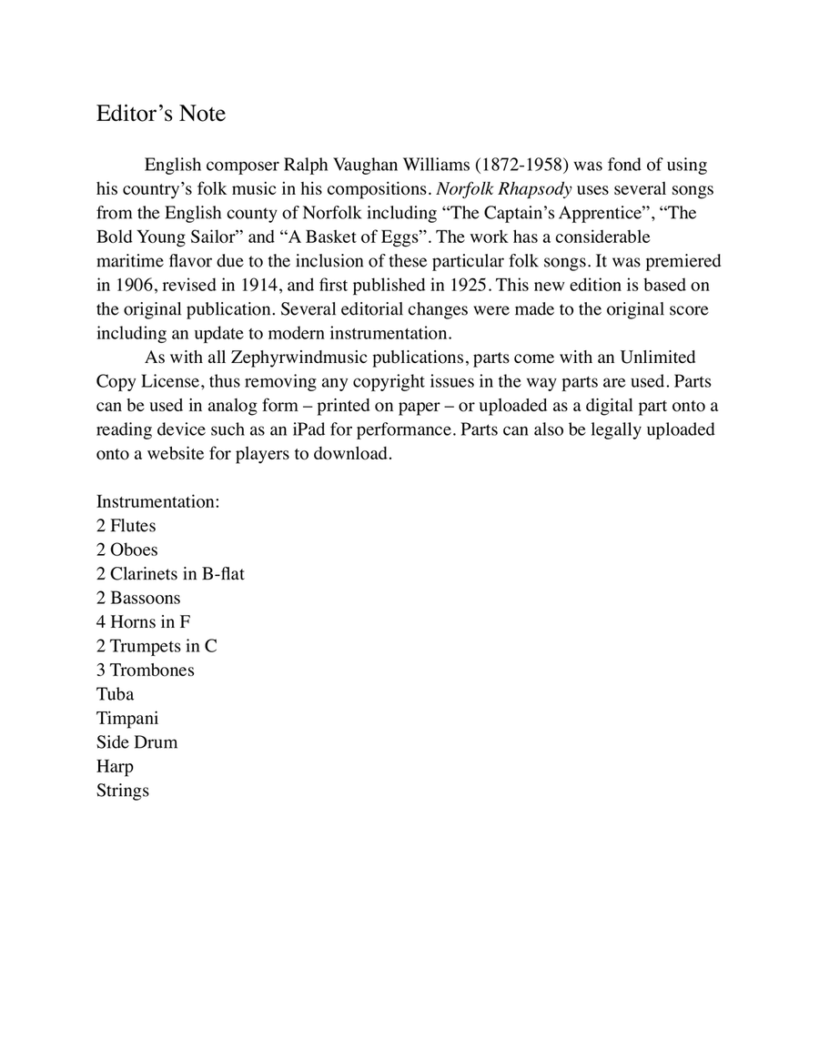 Norfolk Rhapsody No. 1 for Orchestra Full Orchestra scores gallery preview page 3
