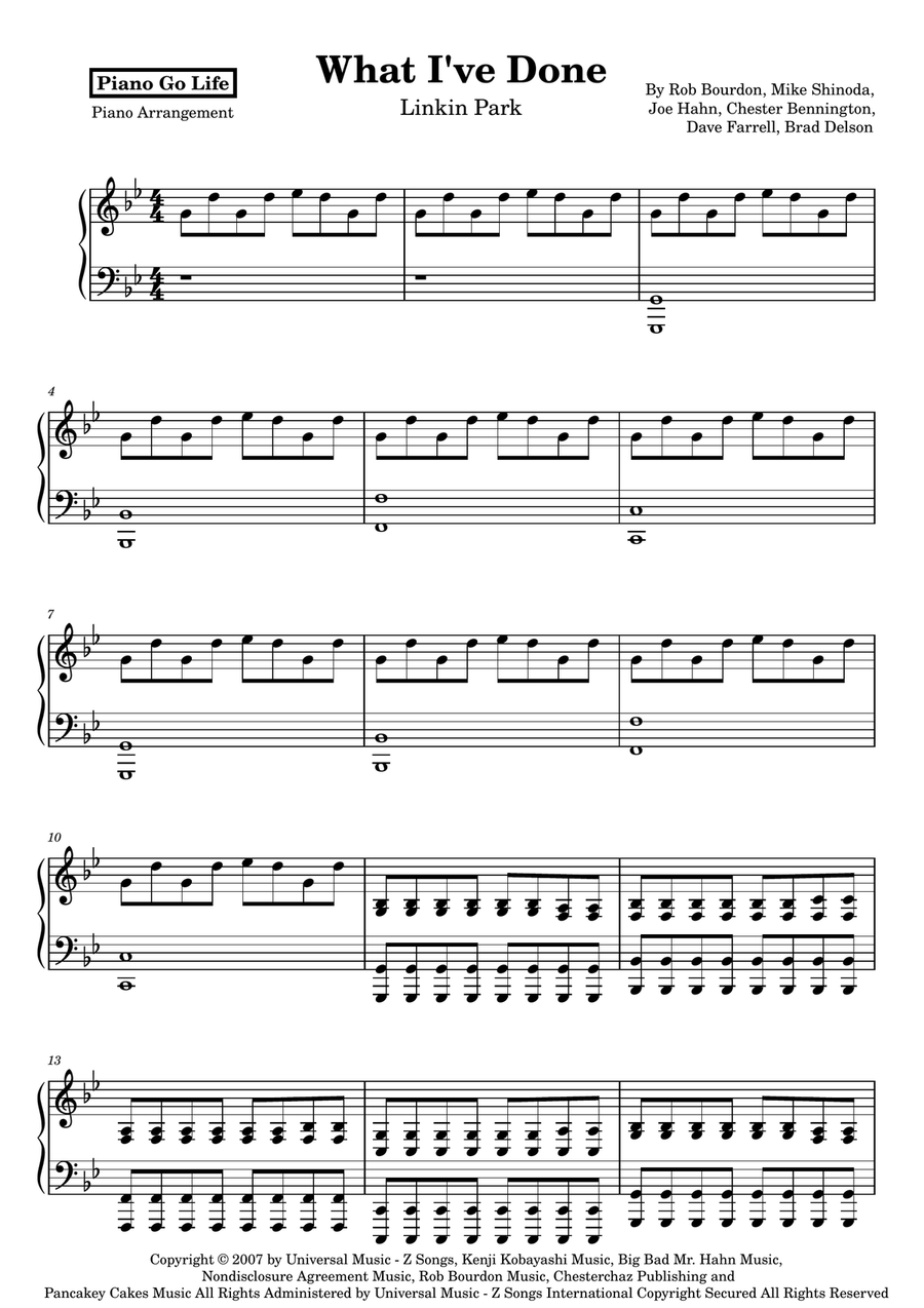 What I've Done What I've Done Piano Solo scores gallery preview page 1