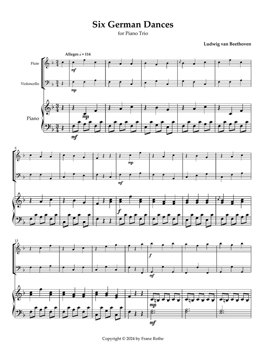 Six German Dances Six German Dances Flute Duet scores gallery preview page 1