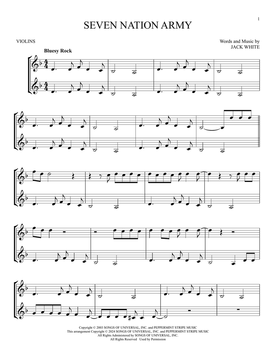 Seven Nation Army Seven Nation Army String Duet scores gallery preview page 1