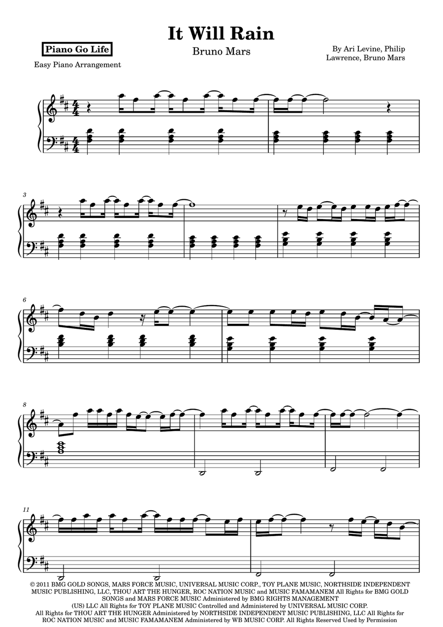 It Will Rain It Will Rain Easy Piano scores gallery preview page 1