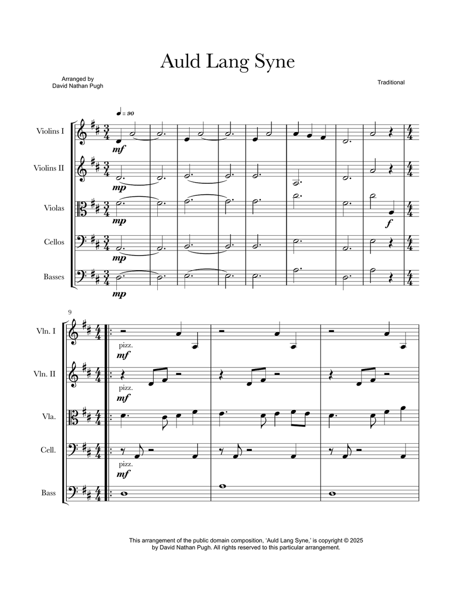 Auld Lang Syne String Orchestra scores gallery preview page 1