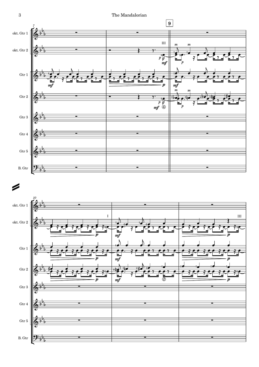 The Mandalorian Guitar Ensemble scores gallery preview page 3