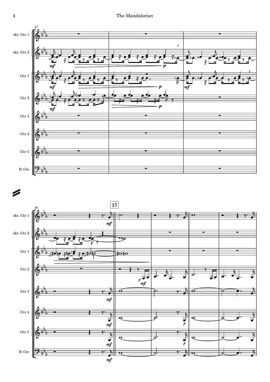 The Mandalorian Guitar Ensemble scores gallery preview page 4