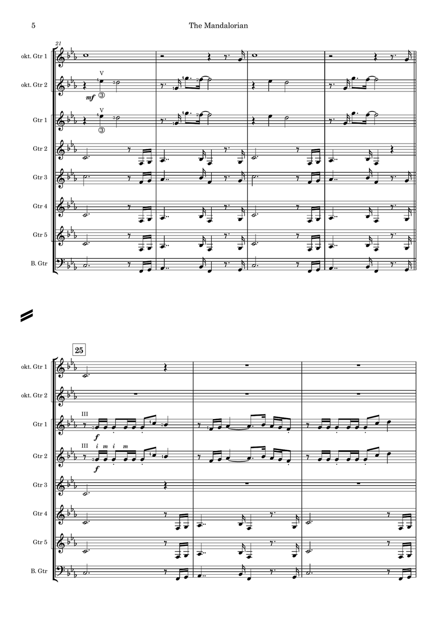 The Mandalorian Guitar Ensemble scores gallery preview page 5