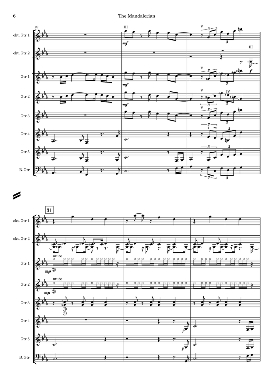 The Mandalorian Guitar Ensemble scores gallery preview page 6