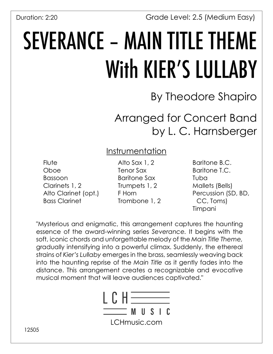 Medley: Severance - Main Title Theme with Kier's Lullaby (Humming) Concert Band scores gallery preview page 1