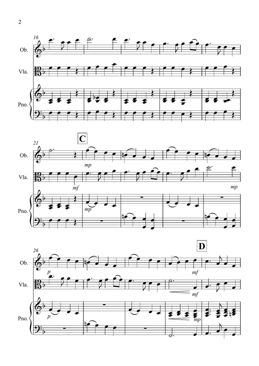 Auld Lang Syne for Oboe and Viola Duet Oboe scores gallery preview page 2
