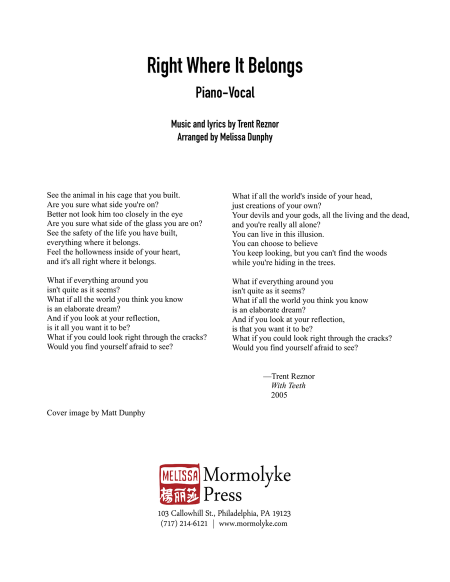 Right Where It Belongs Right Where It Belongs Piano, Vocal scores gallery preview page 2