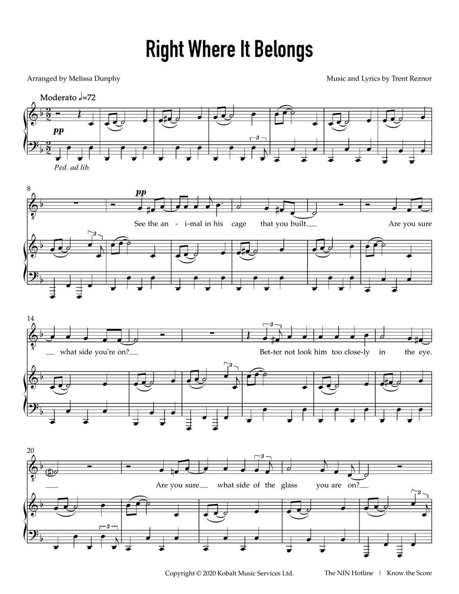 Right Where It Belongs Right Where It Belongs Piano, Vocal scores gallery preview page 3