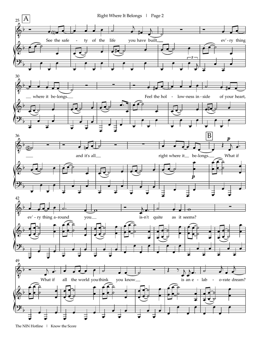 Right Where It Belongs Right Where It Belongs Piano, Vocal scores gallery preview page 4