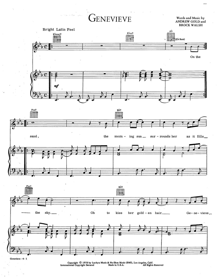 Genevieve Genevieve Piano, Vocal scores gallery preview page 1
