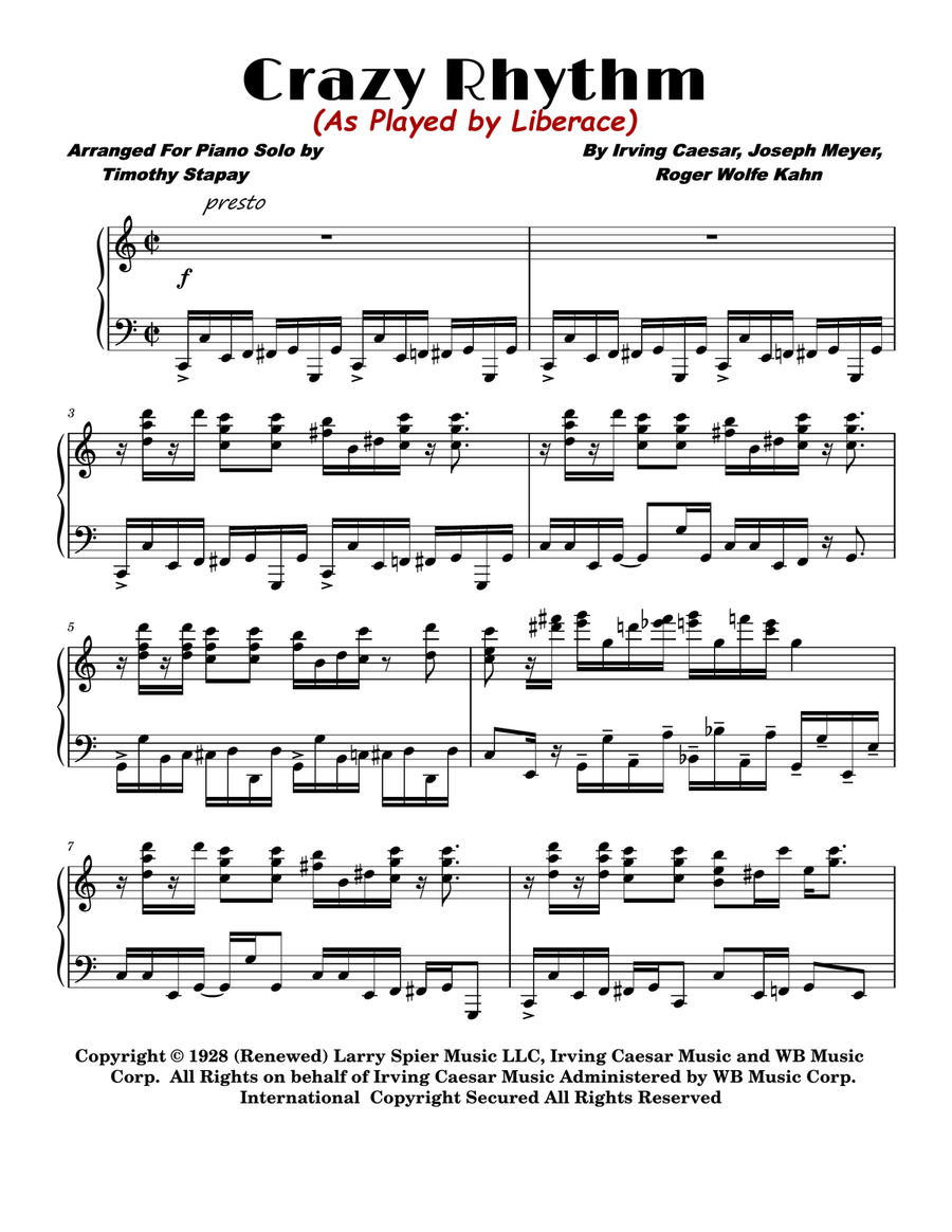 Crazy Rhythm Piano Solo scores gallery preview page 1
