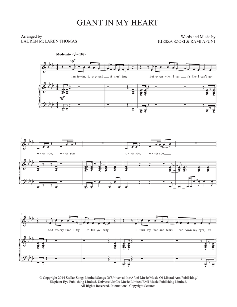 Giant In My Heart Giant In My Heart Piano, Vocal scores gallery preview page 1