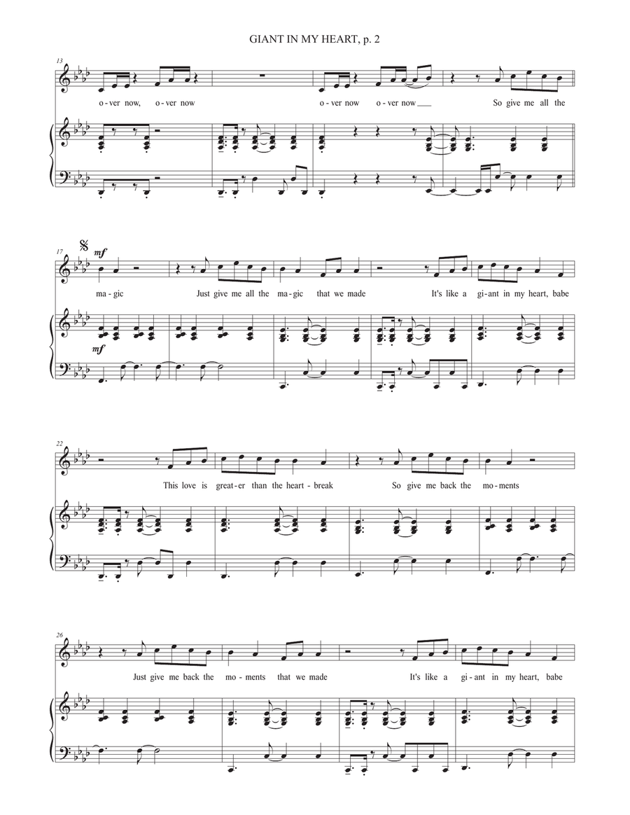 Giant In My Heart Giant In My Heart Piano, Vocal scores gallery preview page 2