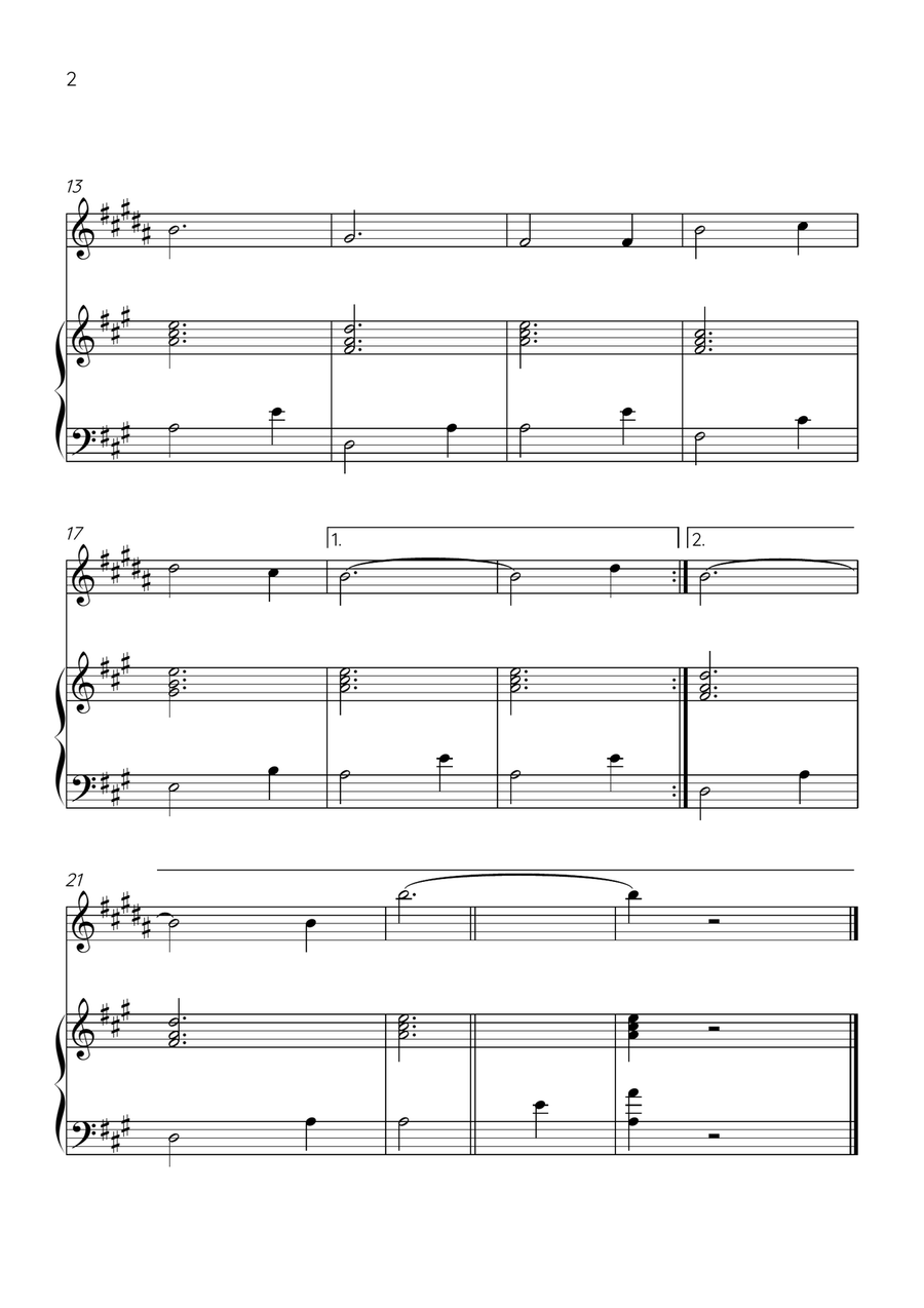 Amazing Grace - Trumpet Bb and Piano in A Major - Beginner Level - Sheet Music B-Flat Trumpet scores gallery preview page 2