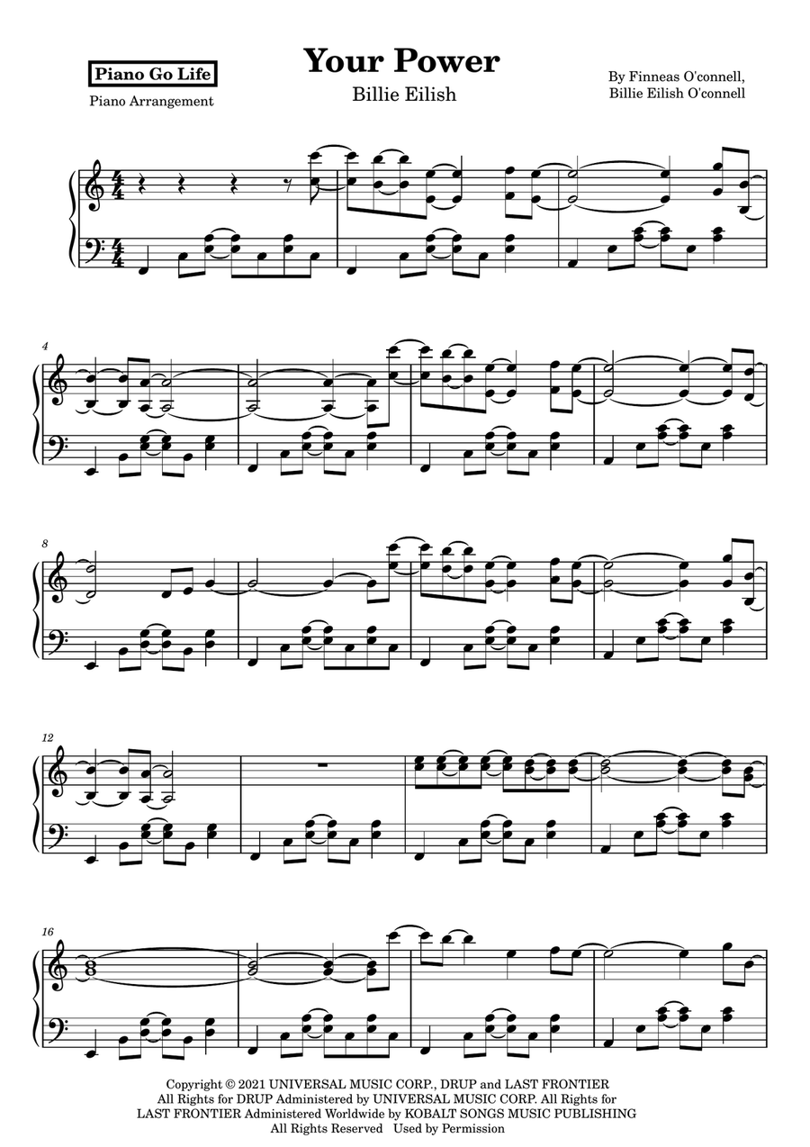 Your Power Your Power Piano Solo scores gallery preview page 1