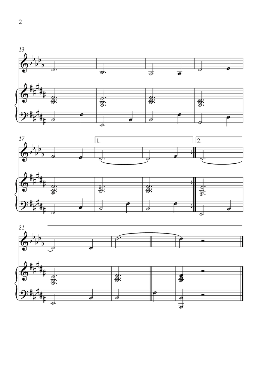 Amazing Grace - Trumpet Bb and Piano in B Major - Beginner Level Letter Names - Sheet Music B-Flat Trumpet scores gallery preview page 2