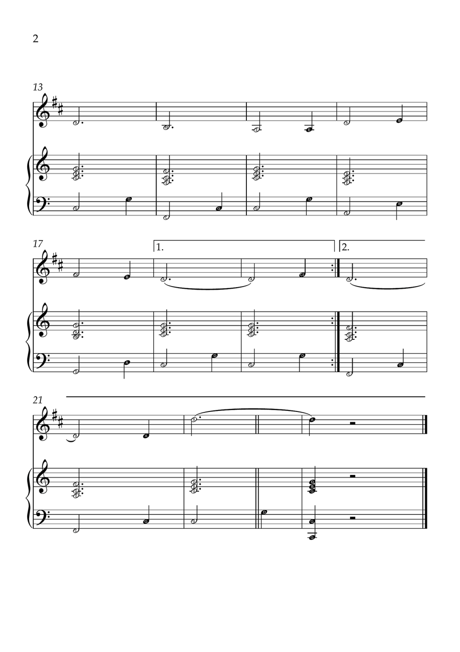 Amazing Grace - Trumpet Bb and Piano in C Major - Beginner Level Letter Names - Sheet Music B-Flat Trumpet scores gallery preview page 2