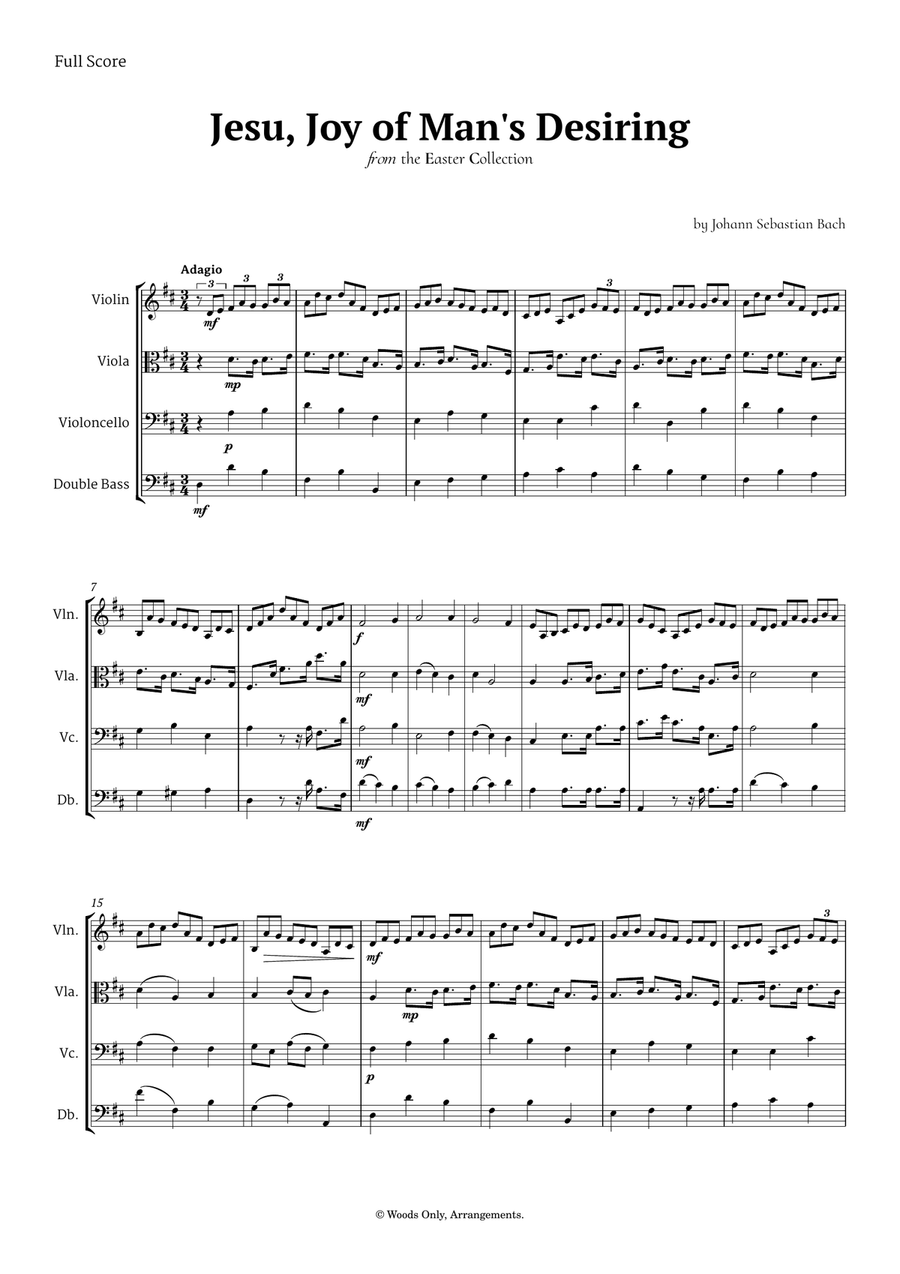 Jesu, Joy of Man's Desiring by Bach for String Ensemble Chamber Music scores gallery preview page 1