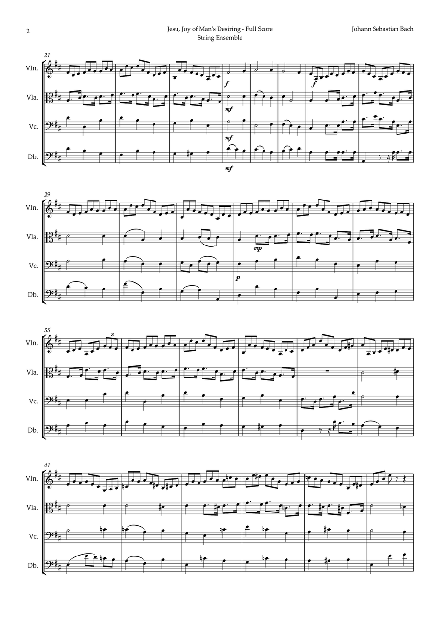 Jesu, Joy of Man's Desiring by Bach for String Ensemble Chamber Music scores gallery preview page 2