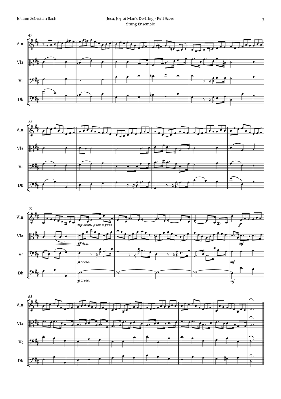 Jesu, Joy of Man's Desiring by Bach for String Ensemble Chamber Music scores gallery preview page 3