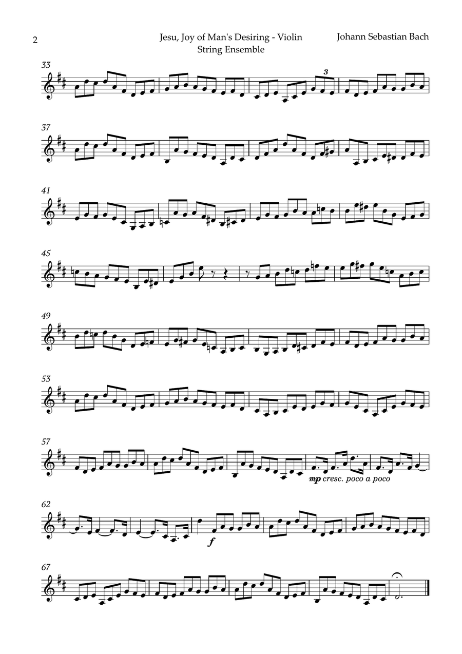 Jesu, Joy of Man's Desiring by Bach for String Ensemble Chamber Music scores gallery preview page 5