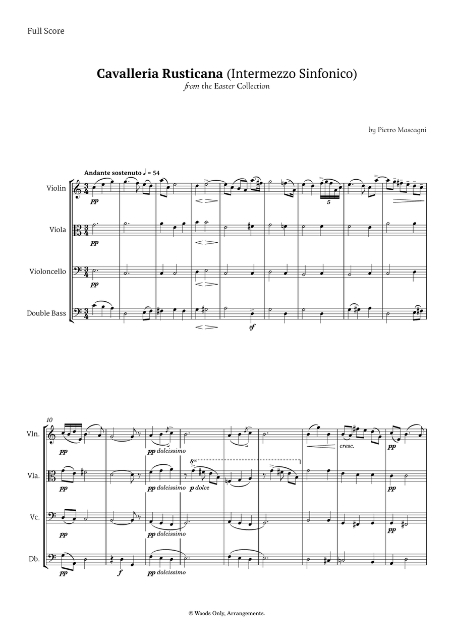 Intermezzo Sinfonico by Pietro Mascagni for String Ensemble Chamber Music scores gallery preview page 1